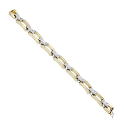 14k Two-Tone Gold Fancy Rectangle Style Bracelet