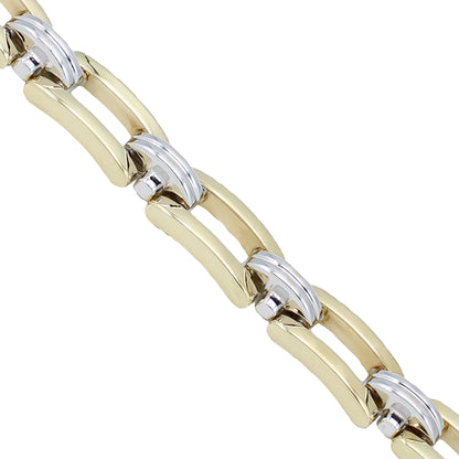 14k Two-Tone Gold Fancy Rectangle Style Bracelet