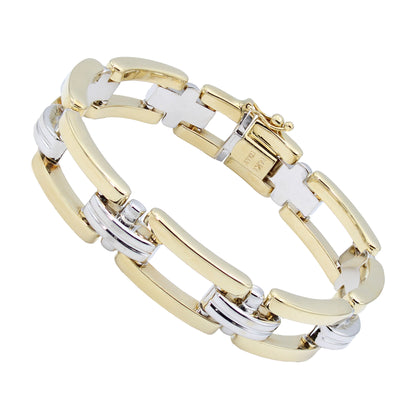 14k Two-Tone Gold Fancy Rectangle Style Bracelet