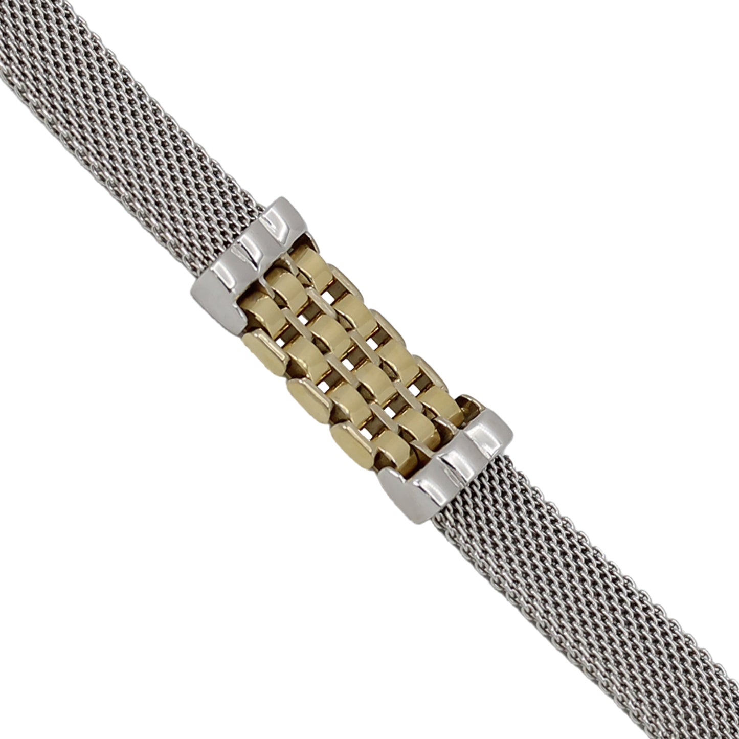 14k Two-Tone Gold Mesh Link Bracelet