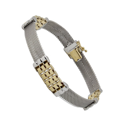 14k Two-Tone Gold Mesh Link Bracelet