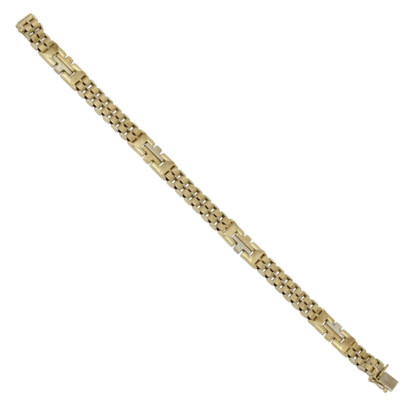 14k Two-Tone Gold Men's Flat Link Bracelet