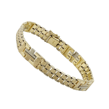 14k Two-Tone Gold Men's Flat Link Bracelet