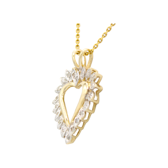 14k Two-Tone Diamond Heart Pendant