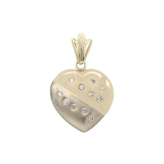 14k Two-Tone Diamond Heart Pendant