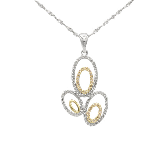 14k Two-Tone Fancy Diamond Circle Pendant