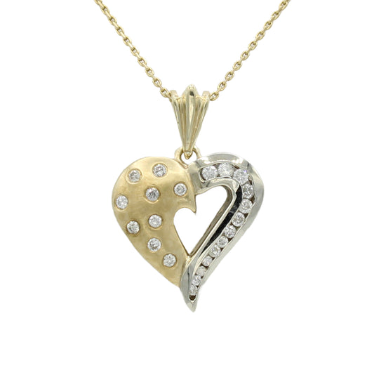 14k Two-Tone Diamond Heart Pendant