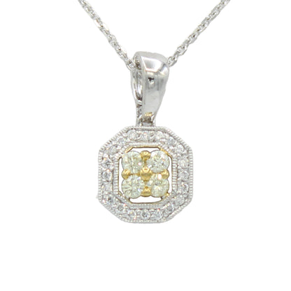 14k Two-Tone Gold Diamond Cluster Pendant