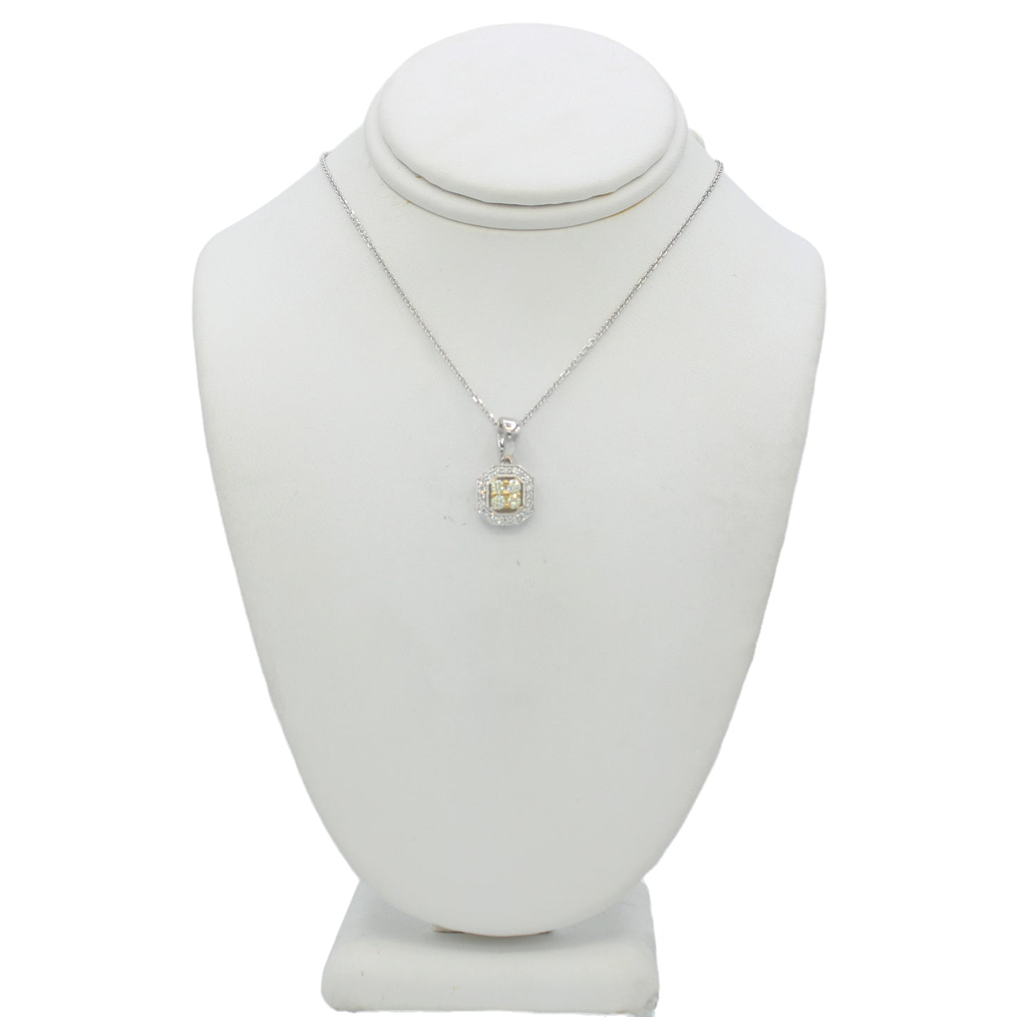 14k Two-Tone Gold Diamond Cluster Pendant