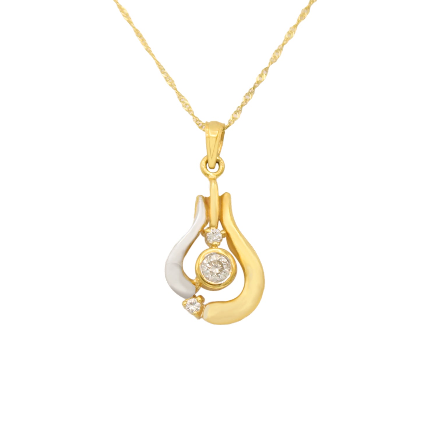 14k Two-Tone Fancy Diamond Pendant