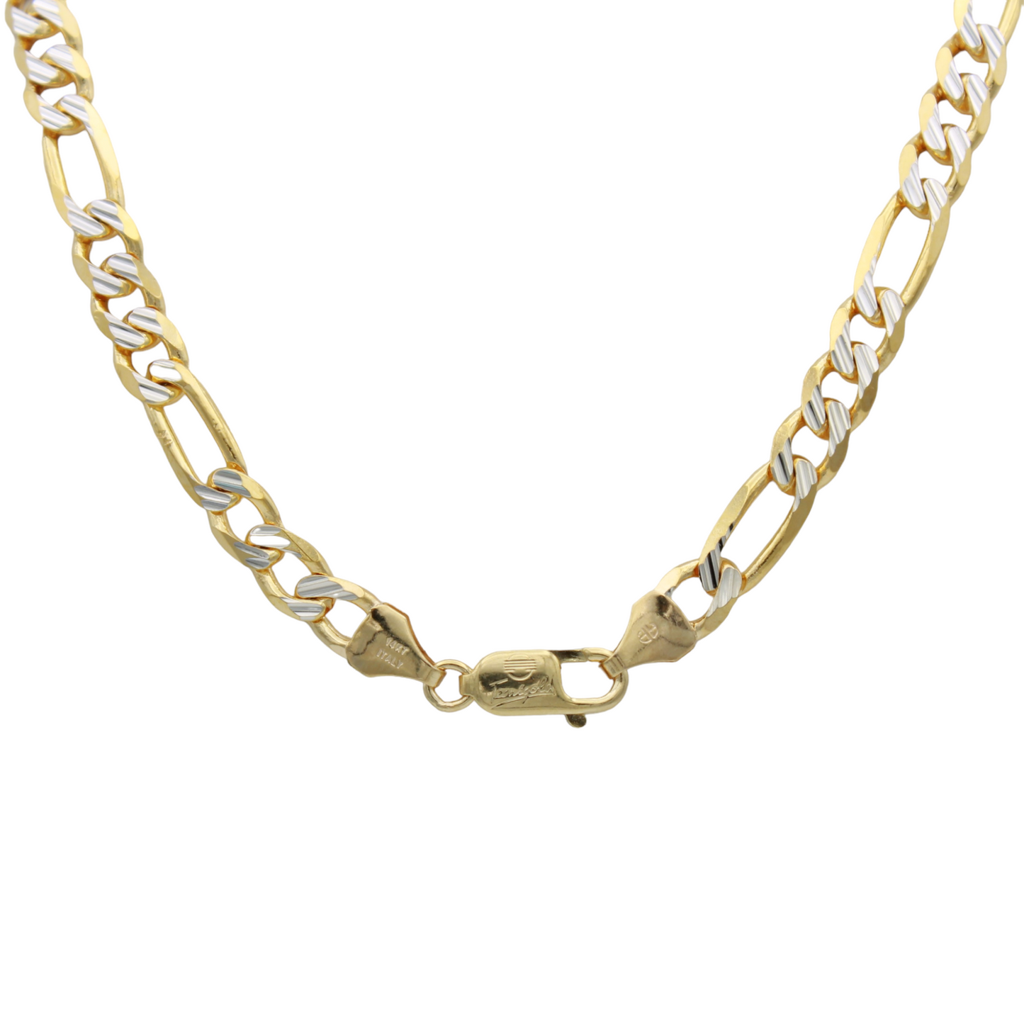 14k Two-Tone Fancy Figaro Link Chain - 5.85 mm