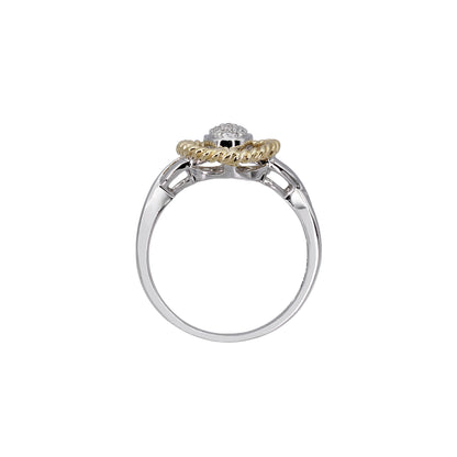 14k Two-Tone Gold Twisted Band w/ Diamond Oval & Yellow Twisted Halo Ring