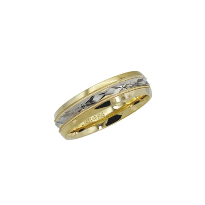 14k Two-Tone Gold Diamond-Cut Wedding Band