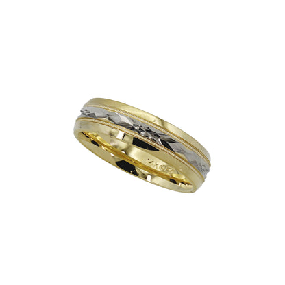 14k Two-Tone Gold Diamond-Cut Wedding Band