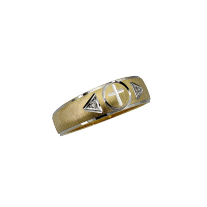 14k Two-Tone Gold Diamond Cross Wedding Band