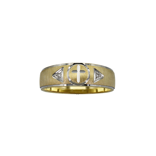 14k Two-Tone Gold Diamond Cross Wedding Band