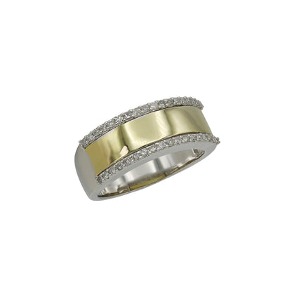 14k Two-Tone Gold Polished Diamond Wedding Band