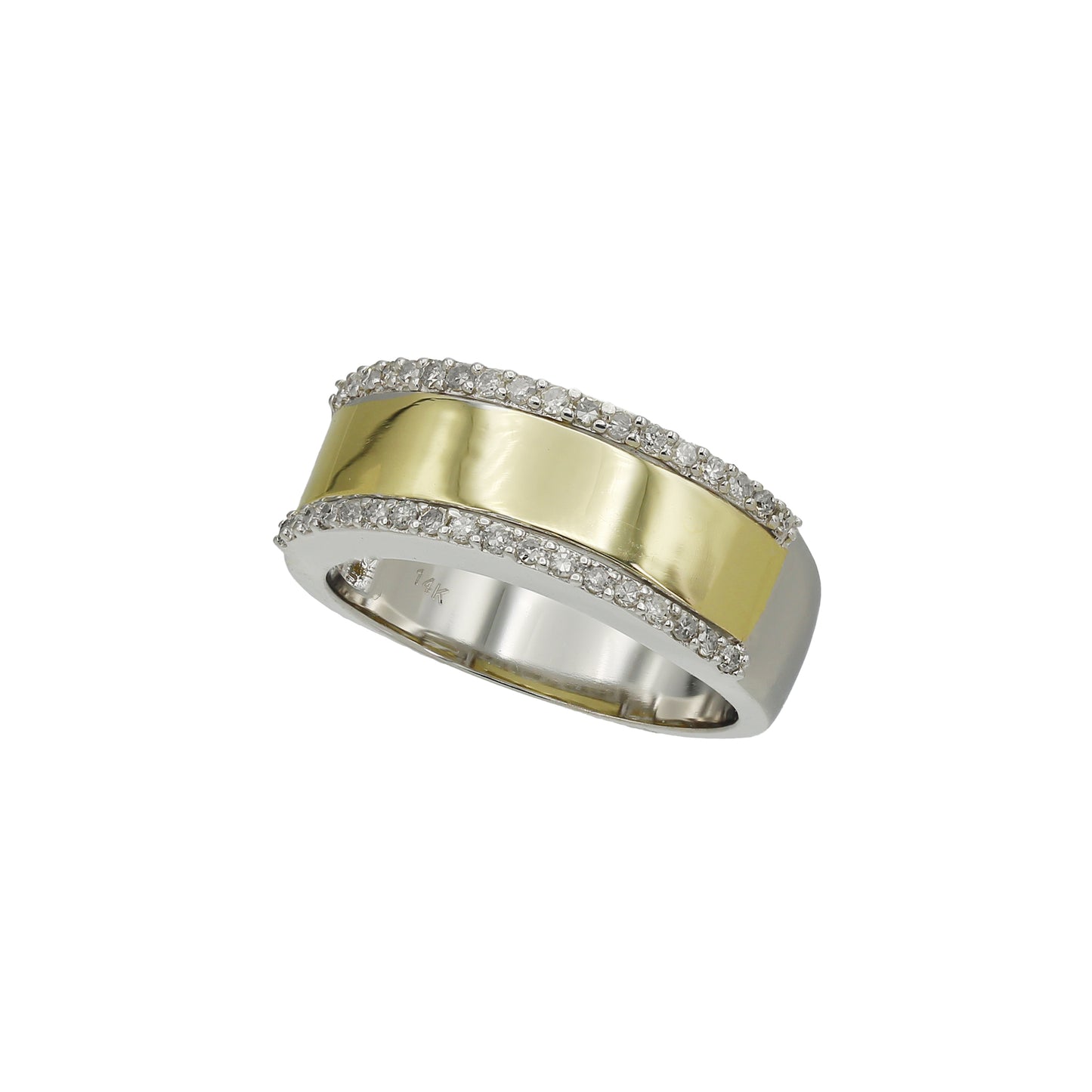 14k Two-Tone Gold Polished Diamond Wedding Band