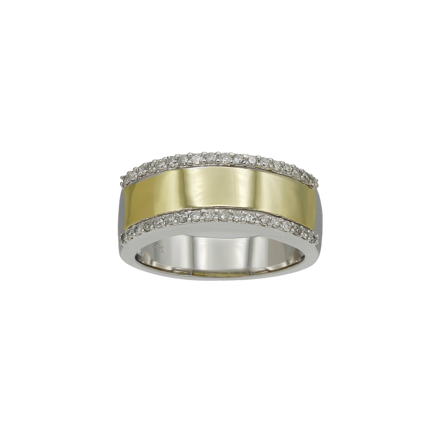 14k Two-Tone Gold Polished Diamond Wedding Band