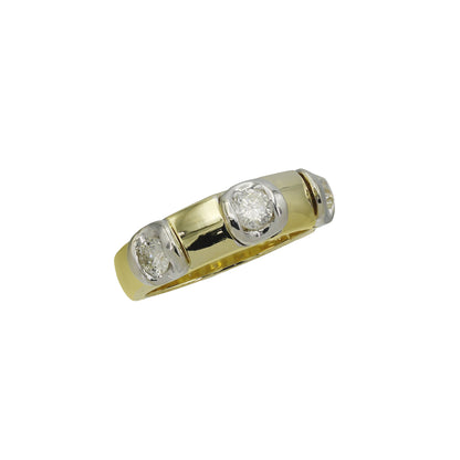 14k Two-Tone Gold 3-Stone Round Diamond Wedding Band