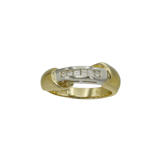 14k Two-Tone Gold Fancy Princess-Cut Diamond Ring