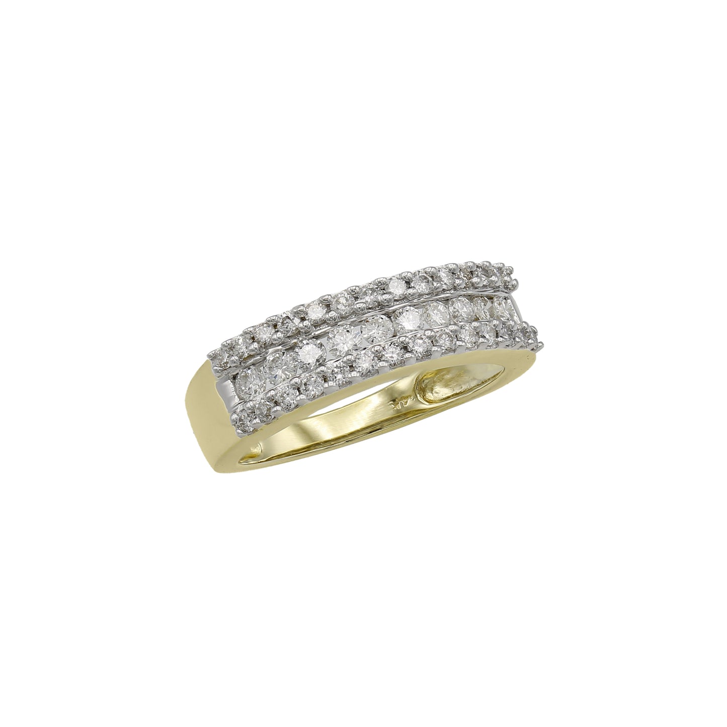 14k Two-Tone Gold Channel-Set Round-Cut Diamond Wedding Band