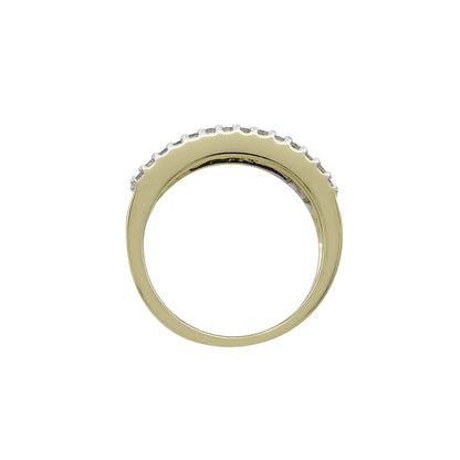 14k Two-Tone Gold Channel-Set Round-Cut Diamond Wedding Band