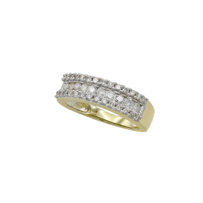 14k Two-Tone Gold Channel-Set Round-Cut Diamond Wedding Band