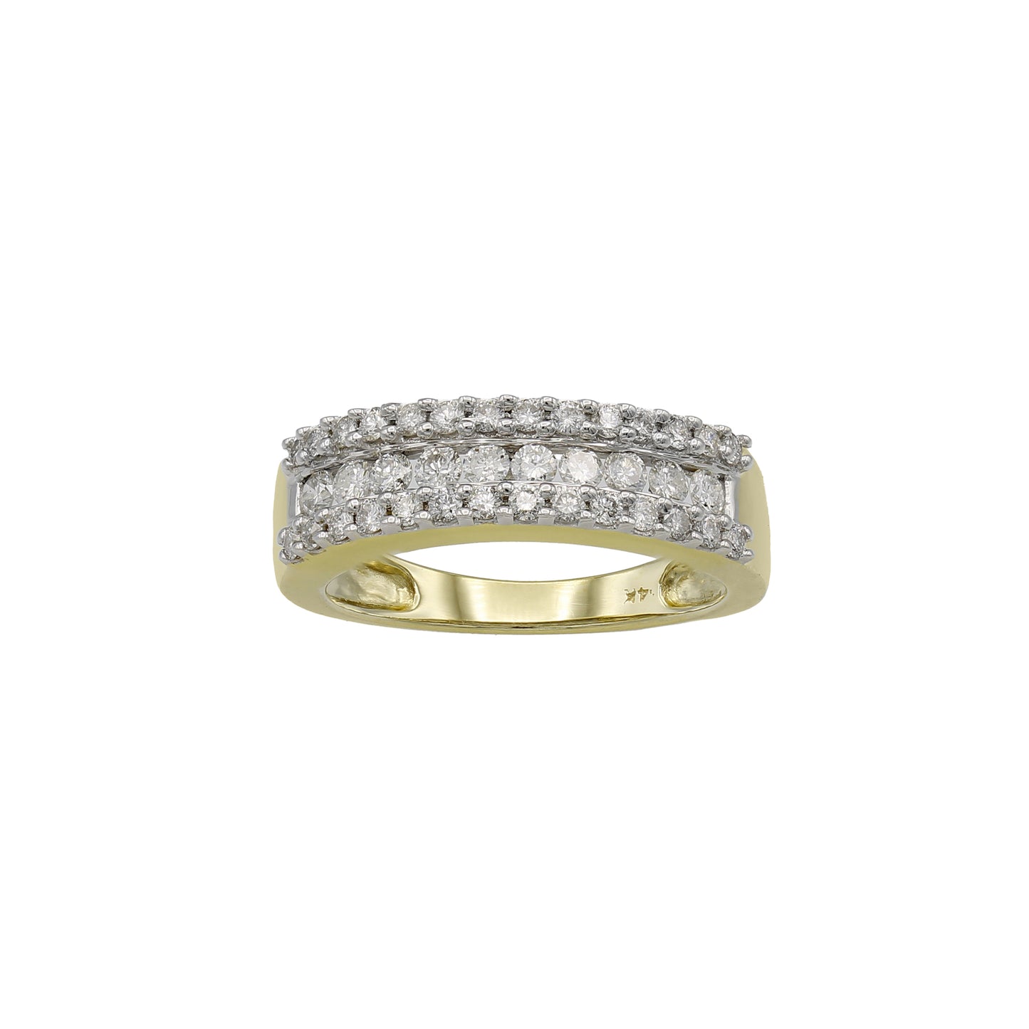 14k Two-Tone Gold Channel-Set Round-Cut Diamond Wedding Band