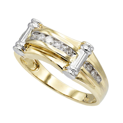 14k Two-Tone Channel-Set Diamond Ring - 0.33ct TDW