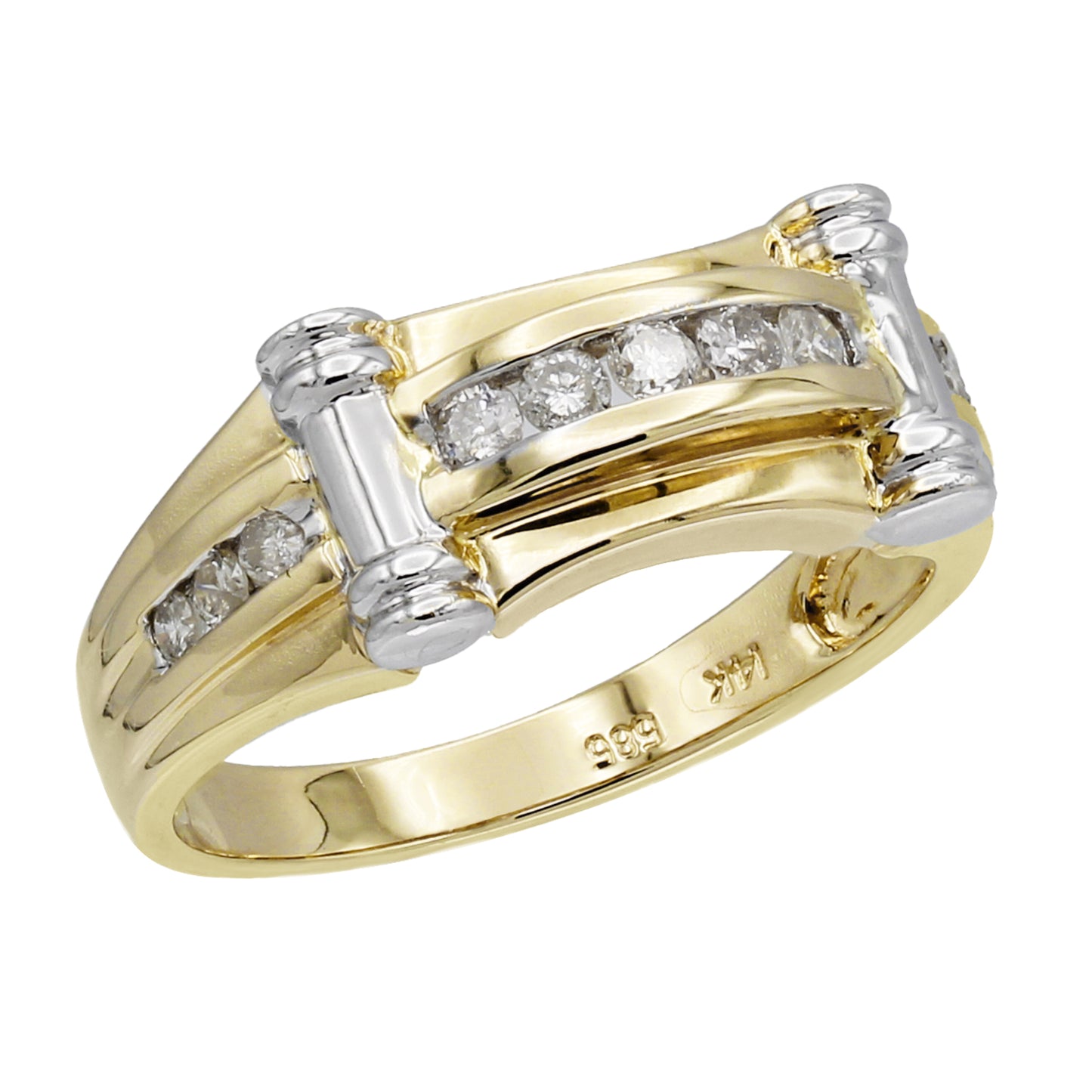 14k Two-Tone Channel-Set Diamond Ring - 0.33ct TDW