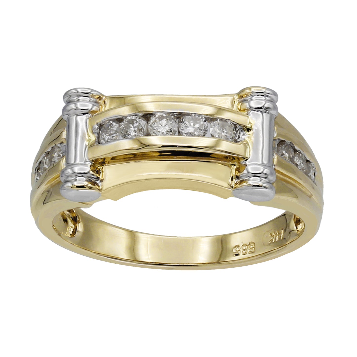 14k Two-Tone Channel-Set Diamond Ring - 0.33ct TDW