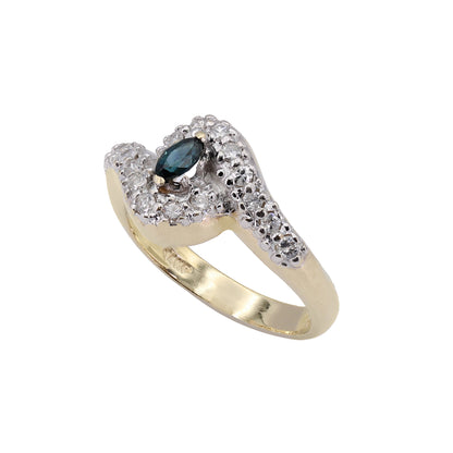 14k Yellow Gold Marquise Sapphire & Diamond Ring - 0.32ct TDW