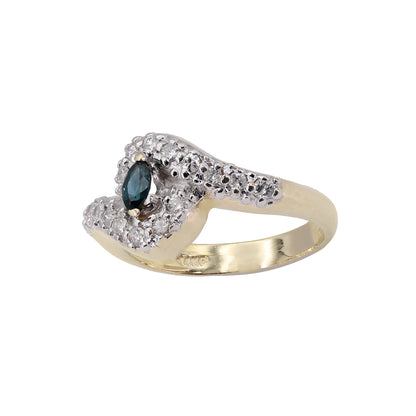 14k Yellow Gold Marquise Sapphire & Diamond Ring - 0.32ct TDW