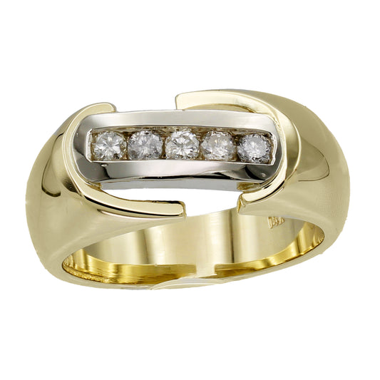 14k Two-Tone Channel-Set Diamond Fancy Wedding Band Style Ring - 0.20ct TDW