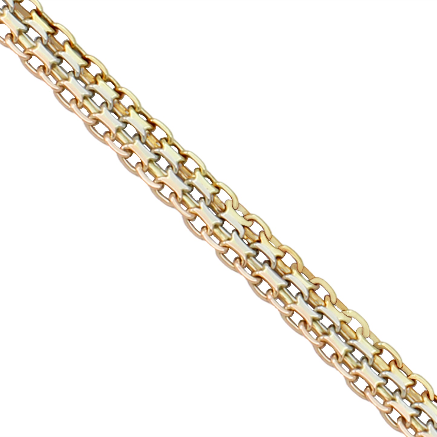 14k Tri-Color Gold Bismark Link Bracelet