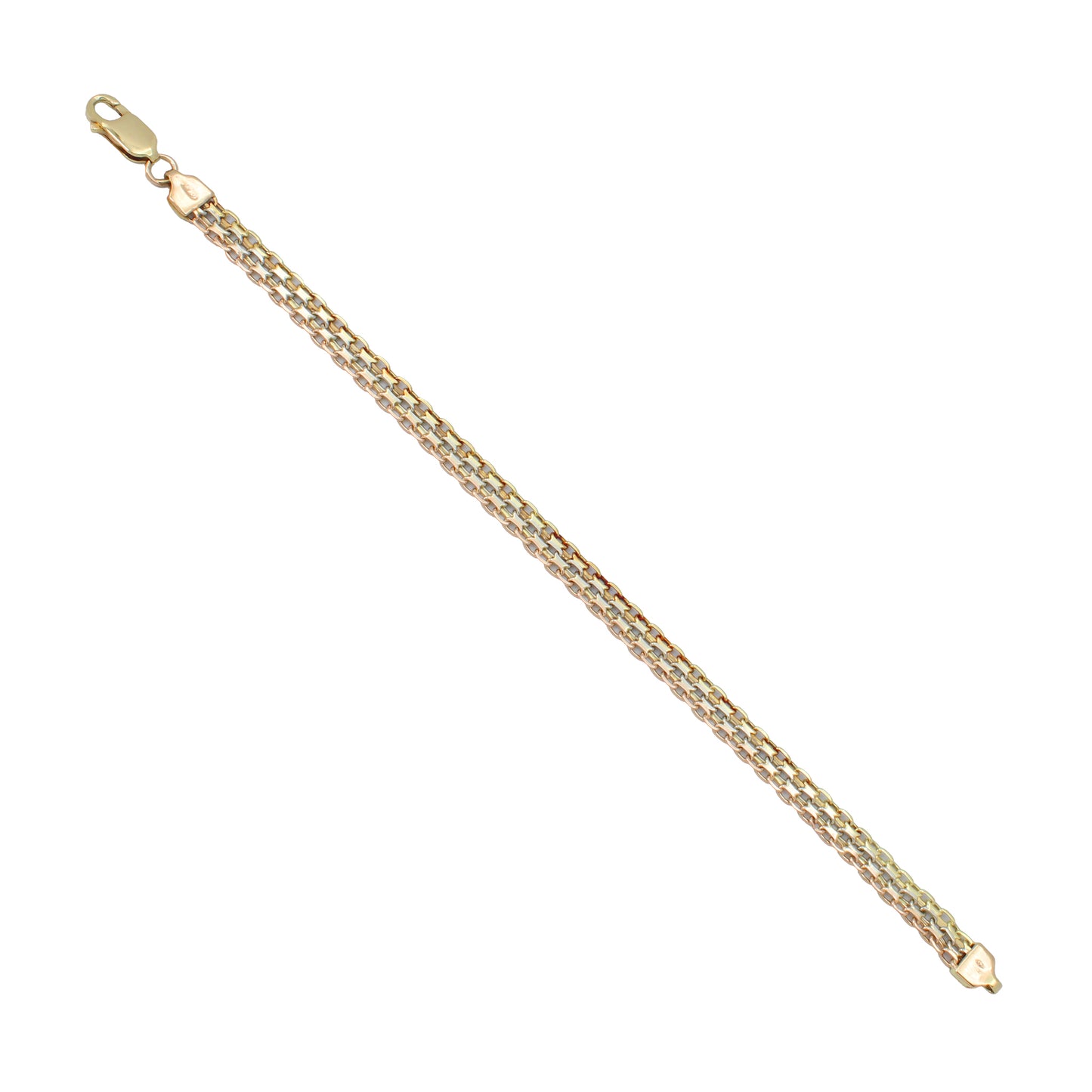 14k Tri-Color Gold Bismark Link Bracelet