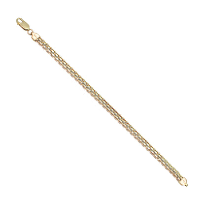 14k Tri-Color Gold Bismark Link Bracelet