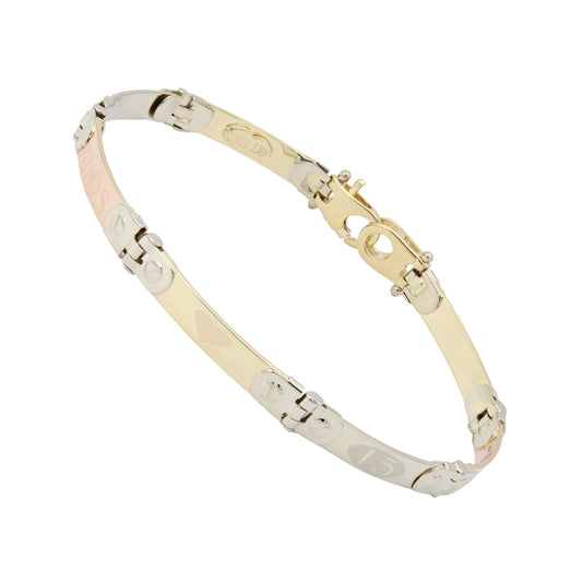 14k Tri-Color Gold Quinceañera Bracelet