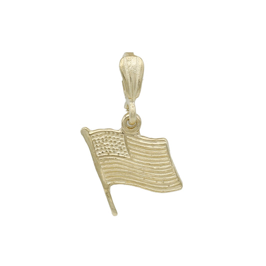 14k Yellow Gold USA Flag Charm Pendant