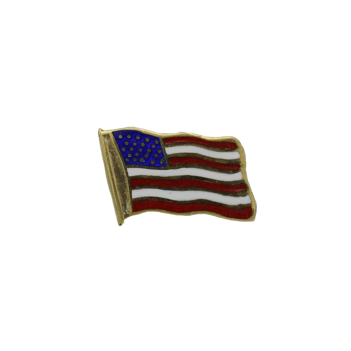 14k Yellow Gold Enameled American Flag Tie Pin