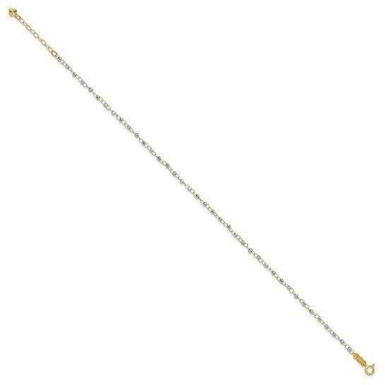 14k Two-Tone Circle Chain w/ Mirror Beads Anklet