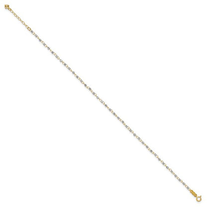 14k Two-Tone Circle Chain w/ Mirror Beads Anklet