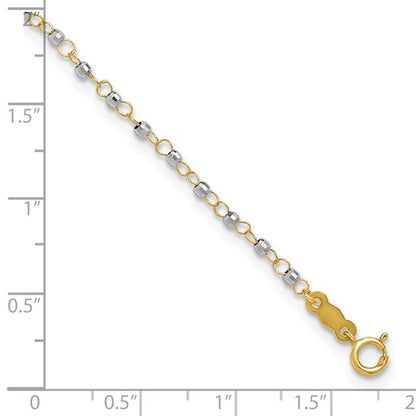 14k Two-Tone Circle Chain w/ Mirror Beads Anklet