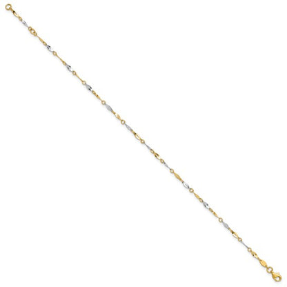 14k Two-Tone Polished Fancy Link Anklet