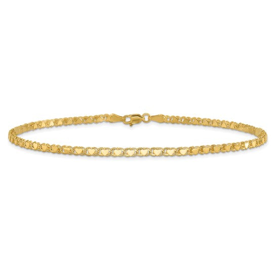 14k Children's Double Sided Heart Bracelet