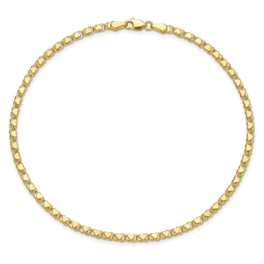 14k Children's Double Sided Heart Bracelet