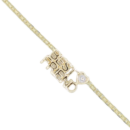 14k Yellow Gold Diamond Best Friend Anklet