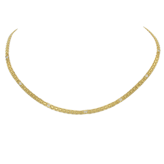 14k Two-Tone Diamond-Cut Bismark Anklet