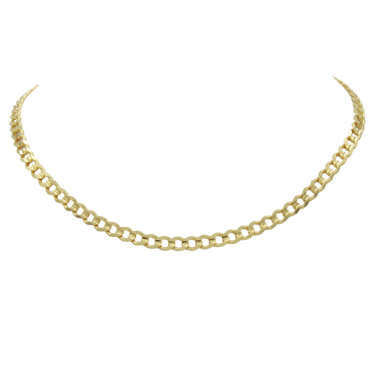 14k Yellow Gold Concave Cuban Link Anklet